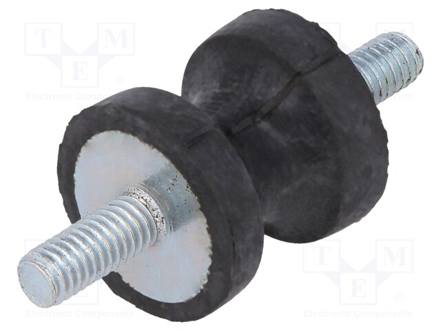 Vibration damper; M4; Ø: 15mm; rubber; L: 15mm; Thread len: 10mm