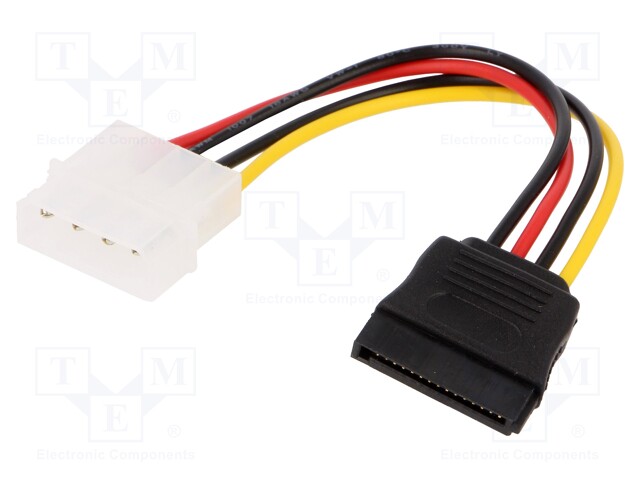 Cable: mains SATA; Molex male,SATA 15pin male; 0.15m; Cablexpert