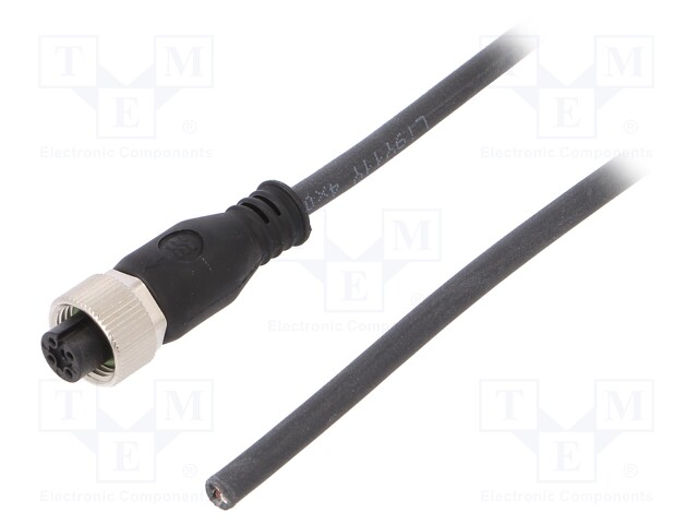 Connection lead; M12; PIN: 4; straight; 3m; plug; 250VAC; 4A; female