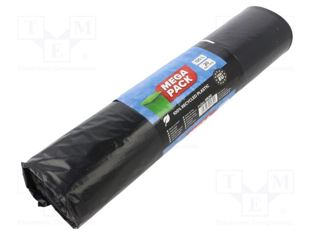 Trash bags; LDPE; black; 120l; 20pcs; Mega Pack