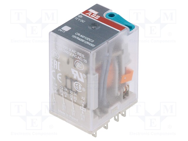 Relay: electromagnetic; 3PDT; Ucoil: 12VDC; 10A; max.250VAC