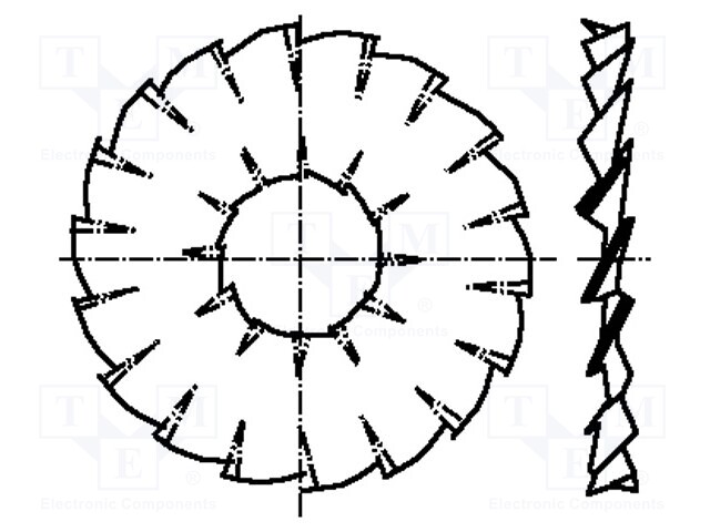 Washer; internally serrated,externally serrated; M3; D=12.4mm