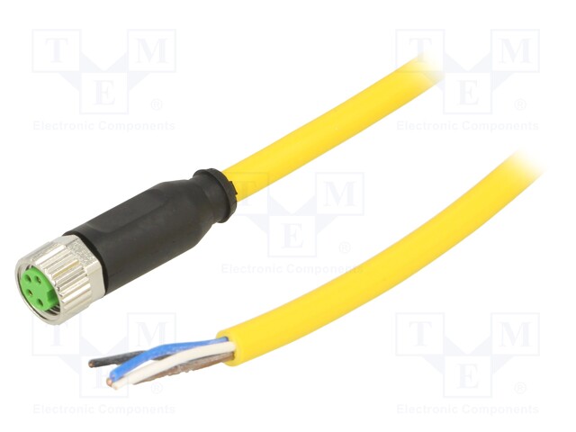 Connection lead; M8; PIN: 4; straight; 5m; plug; 50VAC; 4A; -30÷80°C