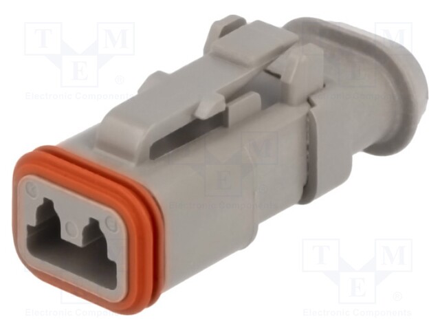 Connector: wire-wire; DT; plug; female; PIN: 2; Locking: latch; grey