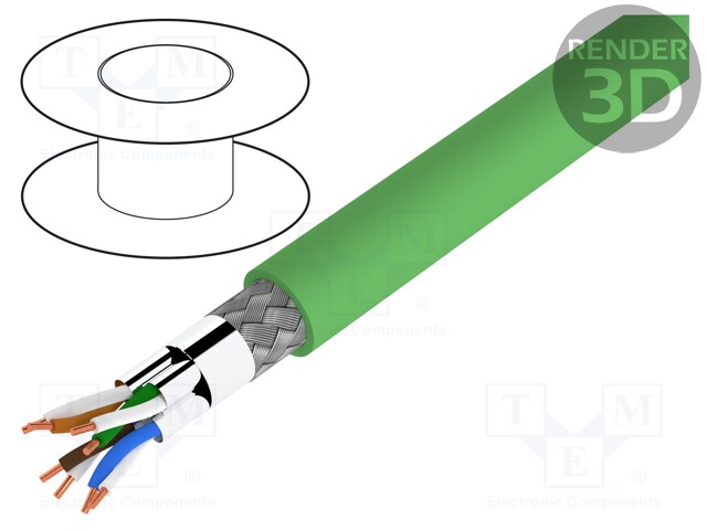 Wire; S/FTP,HELUKAT® 500IND; 6a; industrial Ethernet; solid; Cu