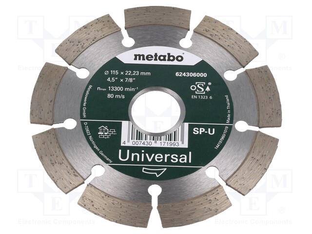 Cutting diamond wheel; Ø: 115mm; Øhole: 22.23mm