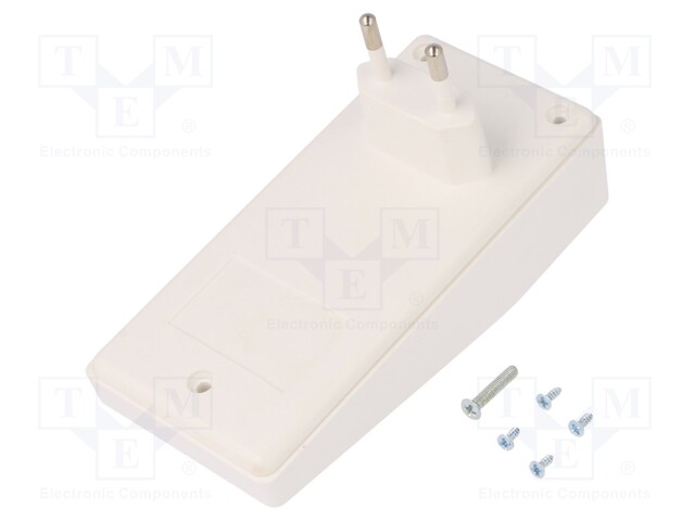 Enclosure: for power supplies; X: 120mm; Y: 56mm; Z: 18mm; ABS; white