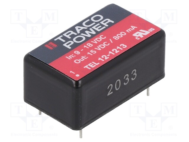 Converter: DC/DC; 12W; Uin: 9÷36V; Uout: 15VDC; Iout: 800mA; DIP16