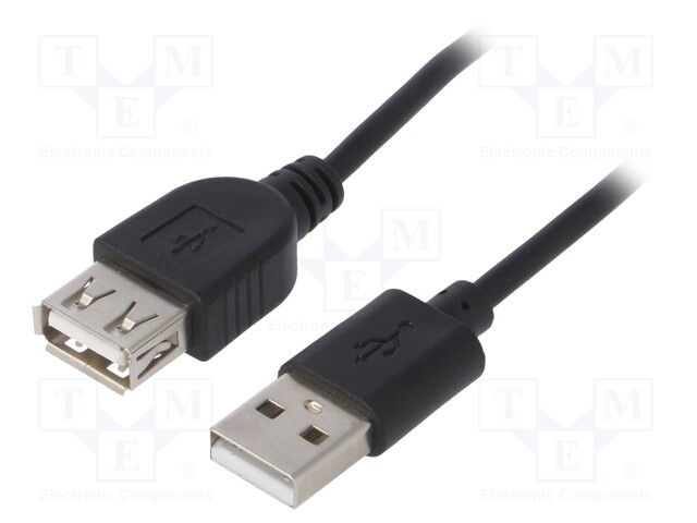 Cable; USB 2.0; USB A socket,USB A plug; nickel plated; 1.8m