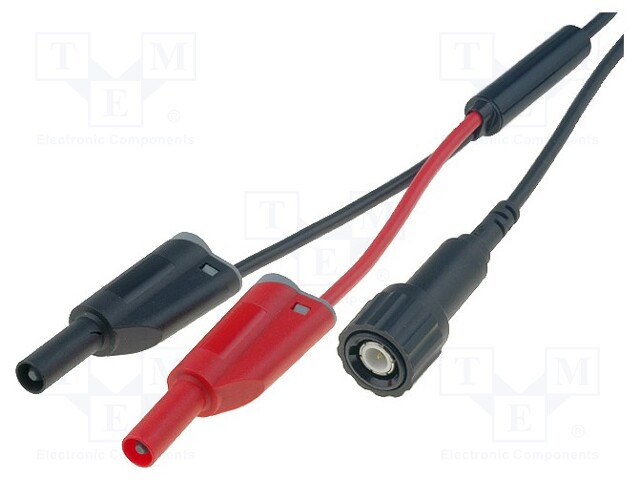 Test lead; BNC plug,banana plug 4mm x2; Len: 1m; black; Z: 50Ω