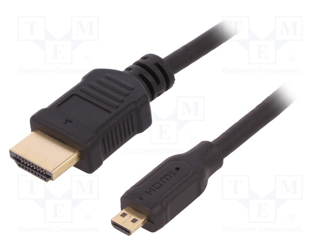 Cable; HDMI 1.4; HDMI micro plug,HDMI plug; 1.5m; black