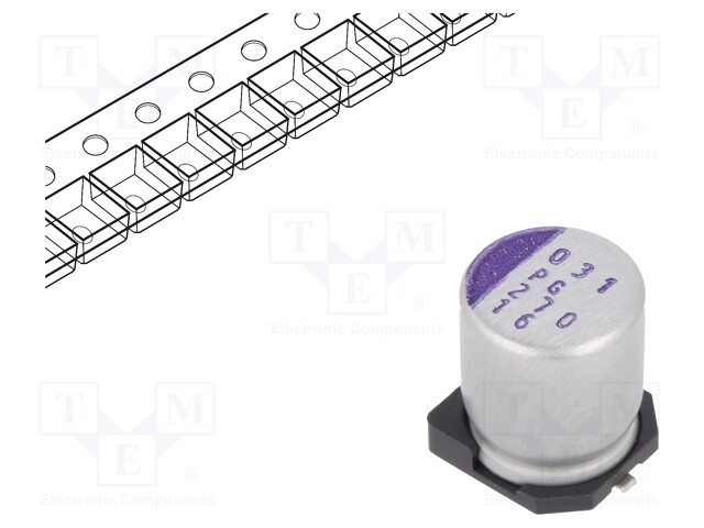 CAP, 270UF, 16V, ALU ELEC, POLYMER, SMD