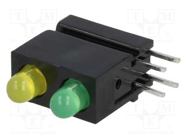 LED; in housing; green,yellow; 3mm; No.of diodes: 2; 20mA