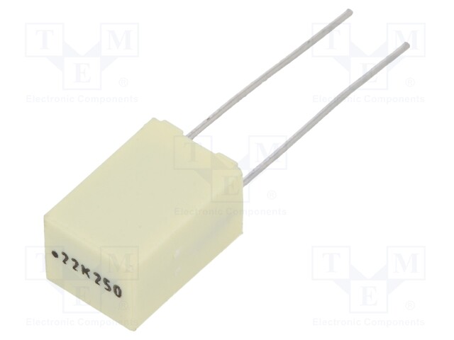 Capacitor: polyester; 220nF; 140VAC; 250VDC; Pitch: 5mm; ±10%