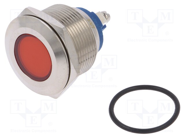 Indicator: LED; flat; 24VDC; 24VAC; Cutout: Ø22mm; screw; brass