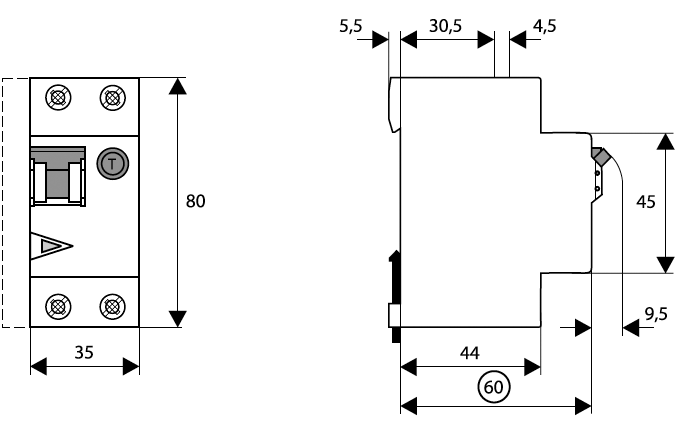 RCBO breaker; Inom: 10A; Ires: 300mA; Max surge current: 250A; 230V