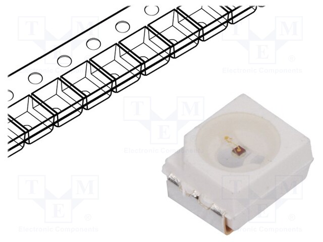 LED; SMD; 3528,PLCC2; red; 180÷220mcd; 3.5x2.8x1.9mm; 120°; 20mA