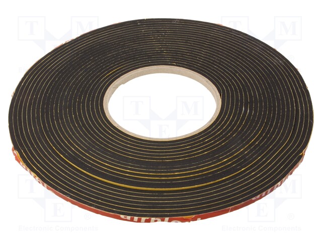 Gasket; EPDM; D: 3mm; black; L: 10m; W: 5mm; Mounting: self-adhesive