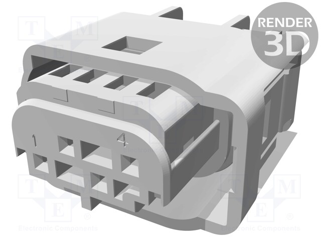 Connector: rectangular; MQS; plug; female; w/o contacts; PIN: 4