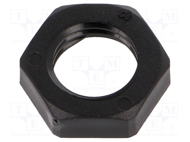 Nut; M12; polyamide; UL94V-0; D: 5mm; Spanner: 17mm; black; -40÷100°C