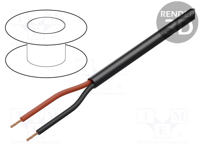 Wire: loudspeaker cable; 2x2,5mm2; stranded; OFC; black; LSZH; 100m