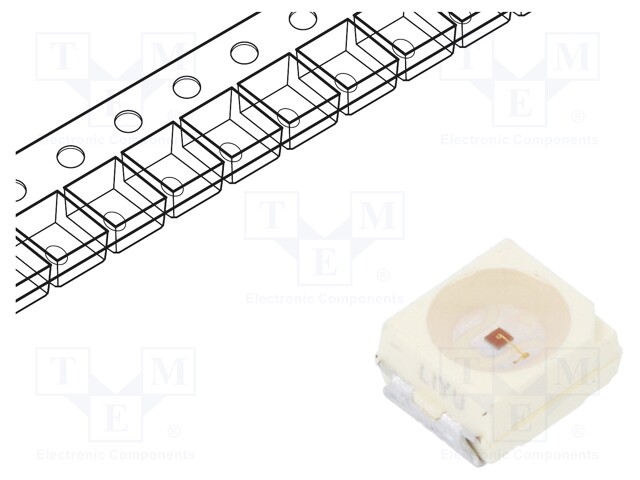 LED; SMD; 3528,PLCC2; red; 1800÷4500mcd; 3.5x2.8x1.75mm; 60°; 50mA