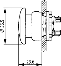 Switch: push-button; Stabl.pos: 2; 22mm; yellow; Illumin: none; IP67