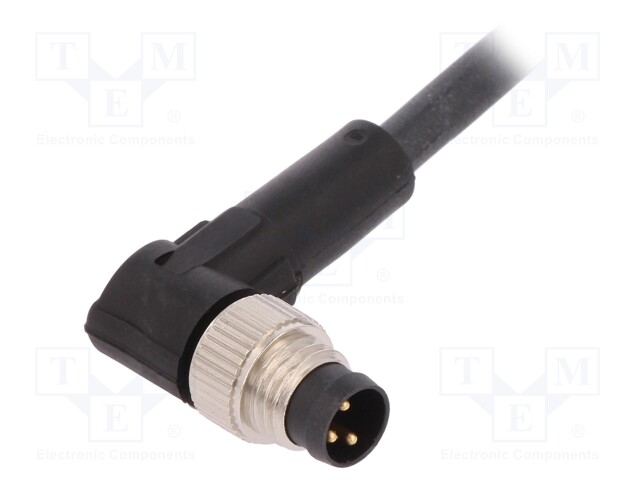 Connection lead; M8; PIN: 3; angled; 2m; plug; 60VAC; 4A; -25÷80°C