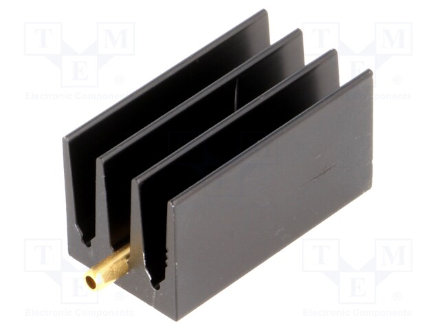 Heatsink: extruded; grilled; TO220; black; L: 30mm; W: 16mm; H: 16mm