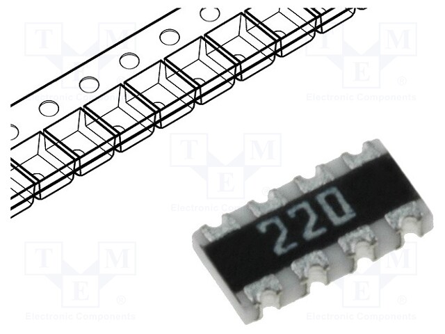 Resistor network: Y; 22Ω; SMD; 1206; No.of resistors: 4; ±5%