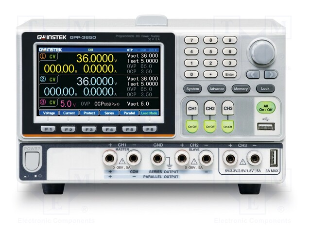 Power supply: programmable laboratory; Ch: 3; 0÷36VDC; 0÷5A; 0÷5A