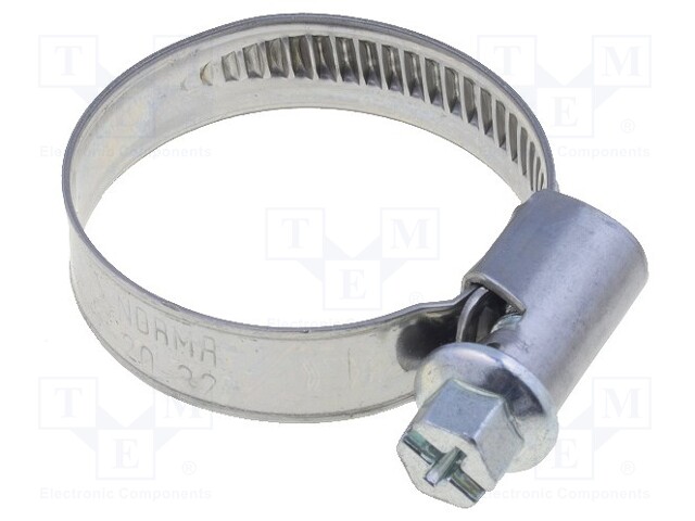 Worm gear clamp; 20÷32mm; steel; Plating: zinc