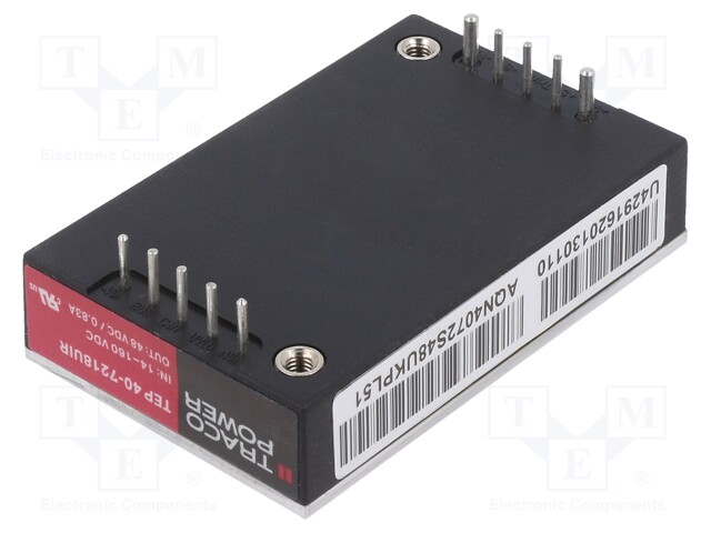 Converter: DC/DC; 40W; Uin: 14÷160V; 48VDC; Iout: 830mA; 64g; 180kHz