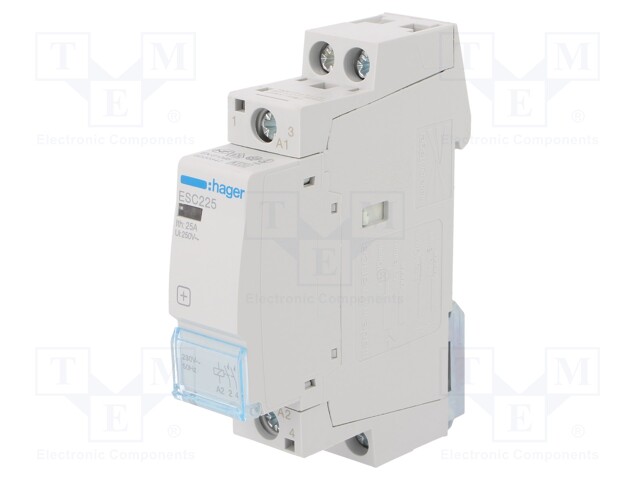 Contactor: 2-pole installation; 25A; 230VAC; NO x2; DIN; -10÷50°C