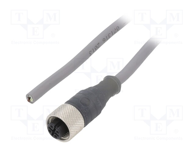 Connection lead; M12; PIN: 4; straight; 5m; plug; 250VAC; 2.5A; IP67