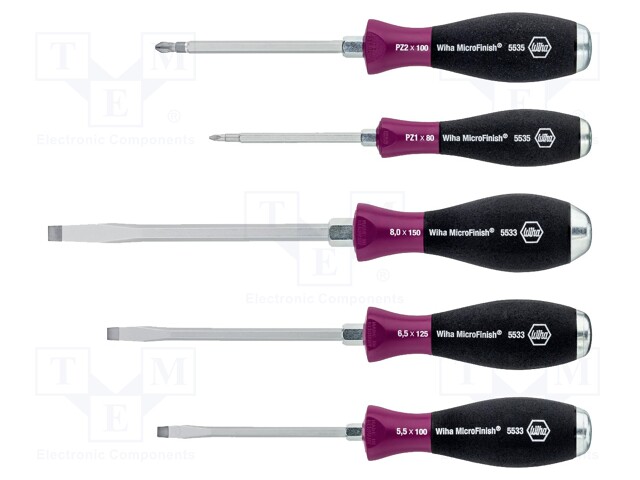 Screwdrivers; Pcs: 5; for impact,assisted with a key