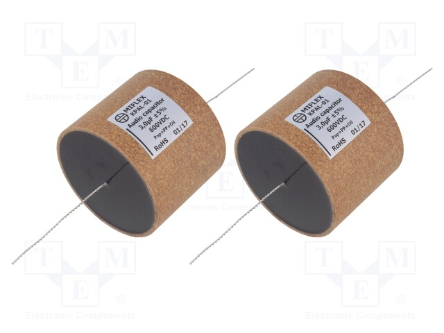 Capacitor: aluminum-polypropylene-paper; 3uF; 600VDC; ±5%; 0.004