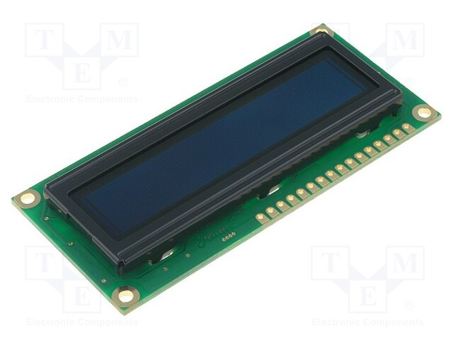 Display: OLED; alphanumeric; 16x2; Window dimensions: 66x16mm