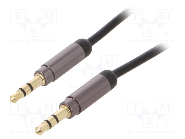 Cable; Jack 3.5mm 3pin plug,both sides; 0.75m; black