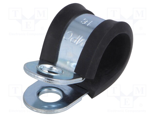 Fixing clamp; ØBundle : 16mm; W: 20mm; steel; Cover material: EPDM