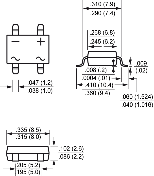 Bridge rectifier: single-phase; Urmax: 100V; If: 1.5A; Ifsm: 50A