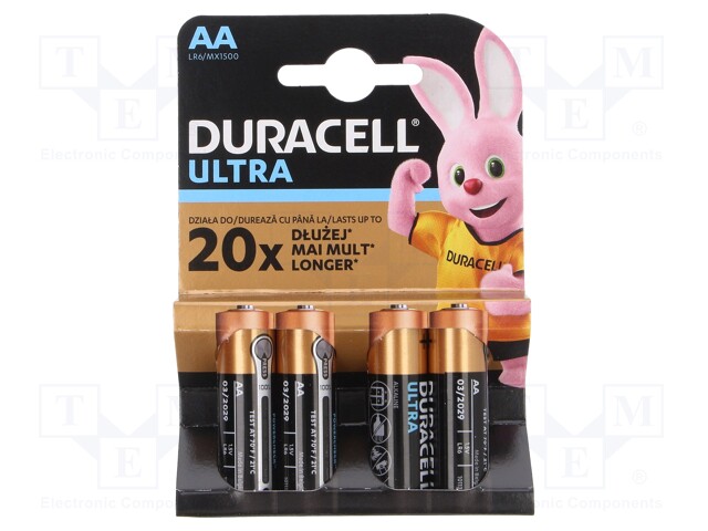 Battery: alkaline; 1.5V; AA; ULTRA; Batt.no: 4; non-rechargeable