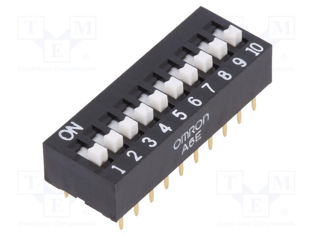 Switch: DIP-SWITCH; Poles number: 10; ON-OFF; 0.025A/24VDC; Pos: 2