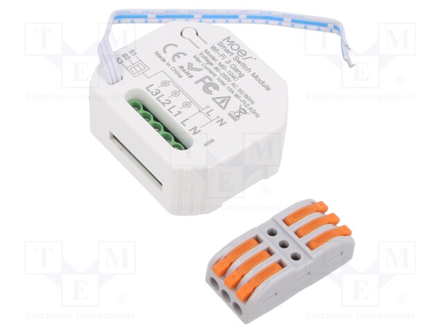 Relay; flush mount; 90÷250VAC; IP20; -10÷40°C; Ch: 3; WIFI