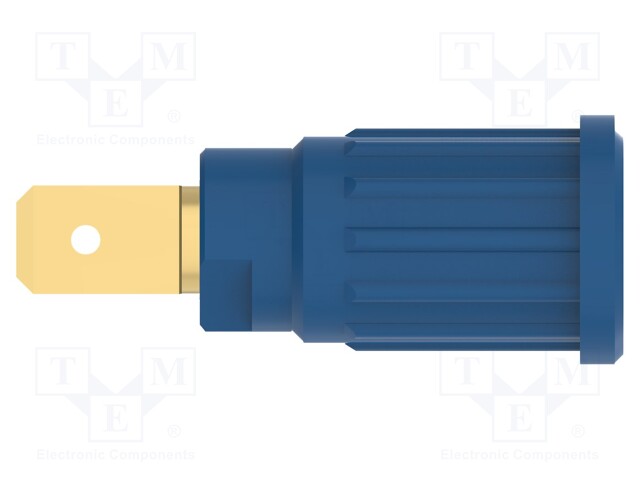 Socket; 4mm banana; 32A; 1kV; blue; gold-plated; push-in,on panel