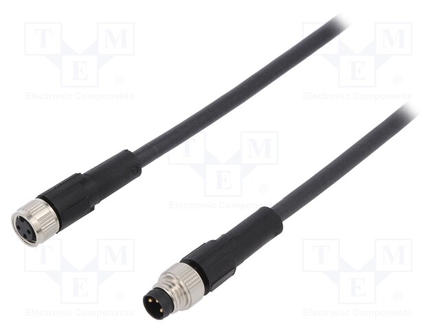 Connection lead; M8; PIN: 3; 1m; plug; 60VAC; 4A; -25÷80°C; IP65/IP67