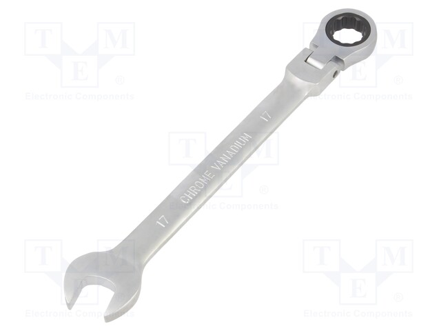 Wrench; combination spanner,with ratchet,with joint; 17mm