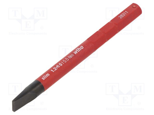 Screwdriver bit; slot; 6,5x1,2mm; max.5.5Nm; 1kVAC; insulated