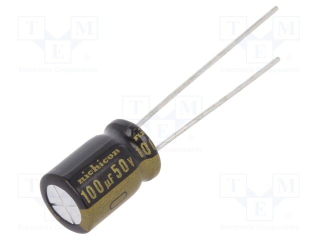 Capacitor: electrolytic; THT; 100uF; 50VDC; Ø8x11.5mm; Pitch: 3.5mm