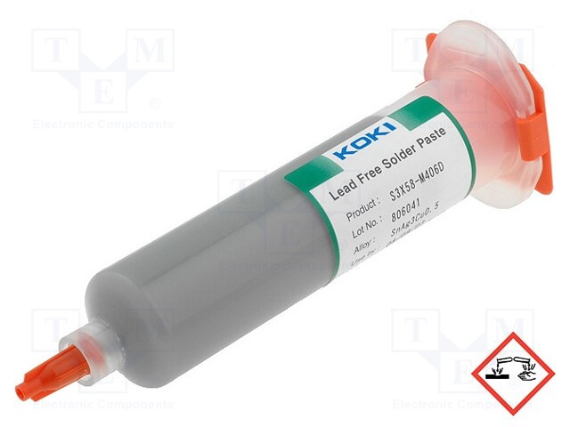 Paste; Sn96,5Ag3Cu0,5; lead free; syringe; 120g; 217°C; 13%; 30ml